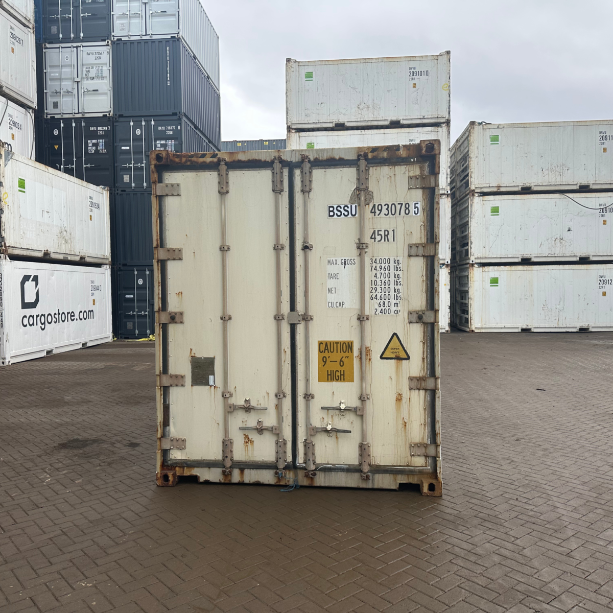 frontaanzicht 40ft reefer container opslagplaats